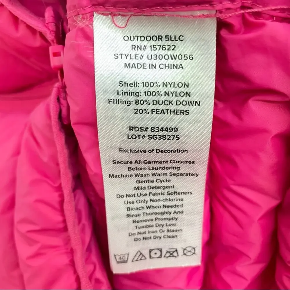 Eddie Bauer Barbie Pink Puffer Coat Jacket Duck Down Feathers Girls Size 14
